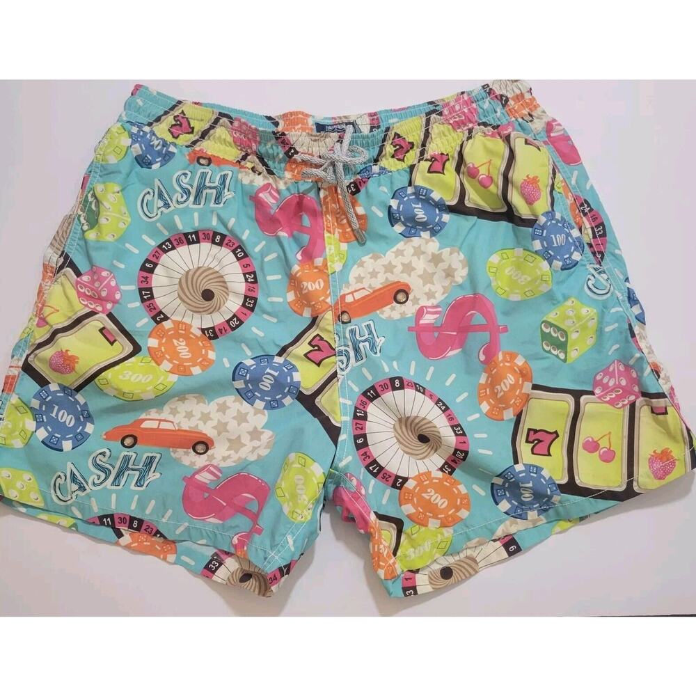 Vilebrequin mens swim trunks Casino print 2XL Coastal Beachy Resortwear Old $